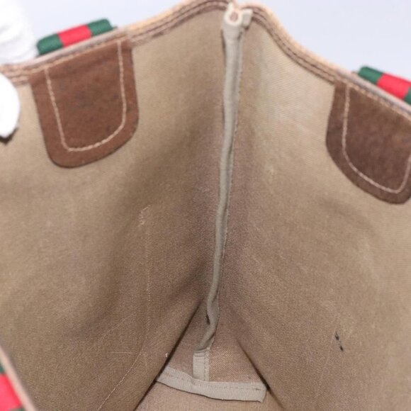 GUCCI GG Supreme Web Sherry Line Tote Bag PVC Beige Red 39 02 003 Auth 133158 - Picture 12 of 16